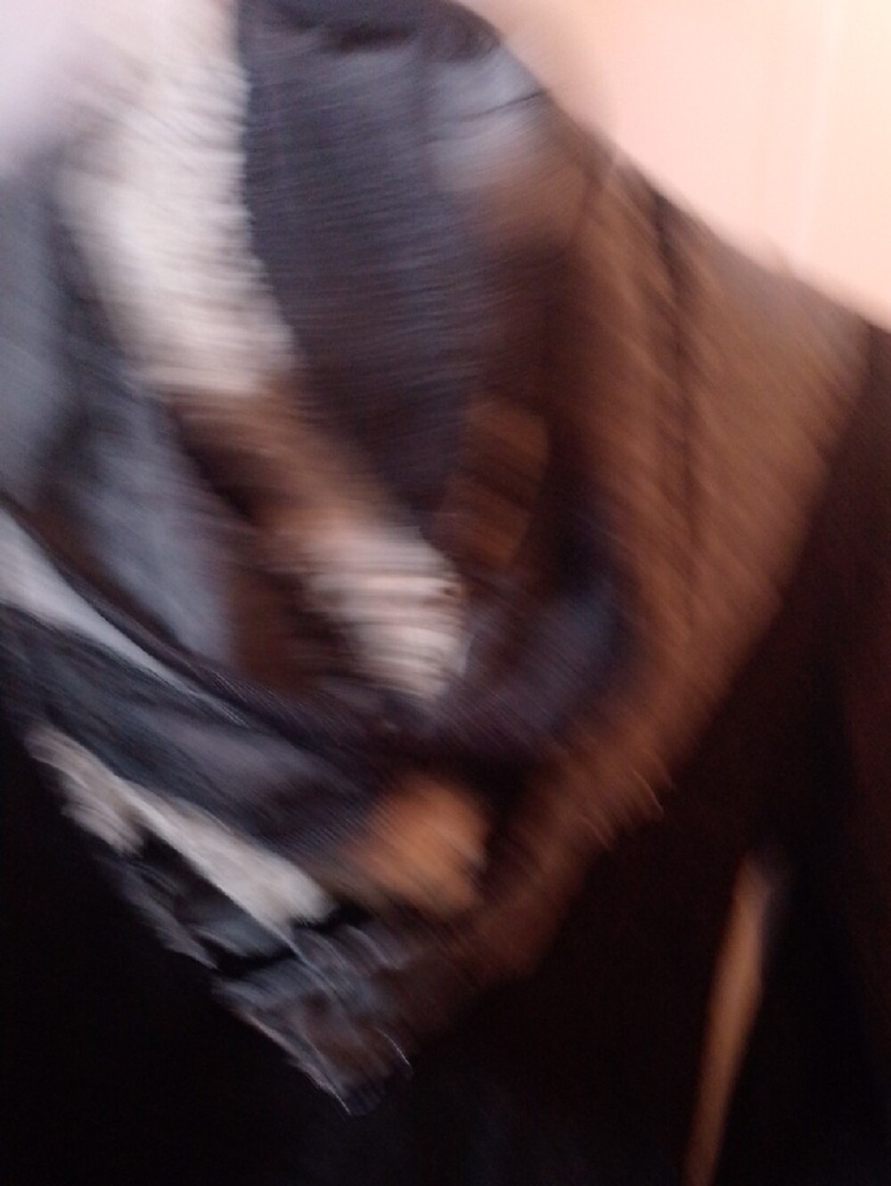 Desig Women's Black Long-Sleeve Sweater with Layered Gray Scarf - Picture 6 of 8
